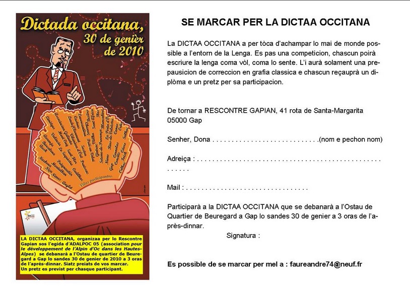 LA "DICTAA OCCITANA GAPIANA" EDICION 2010