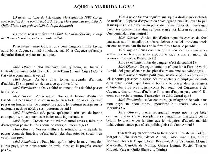A Cujas a la Pena n'en volem pas ni mai d'aquela puta de trin! - Pareiut dins Mesclum 2006