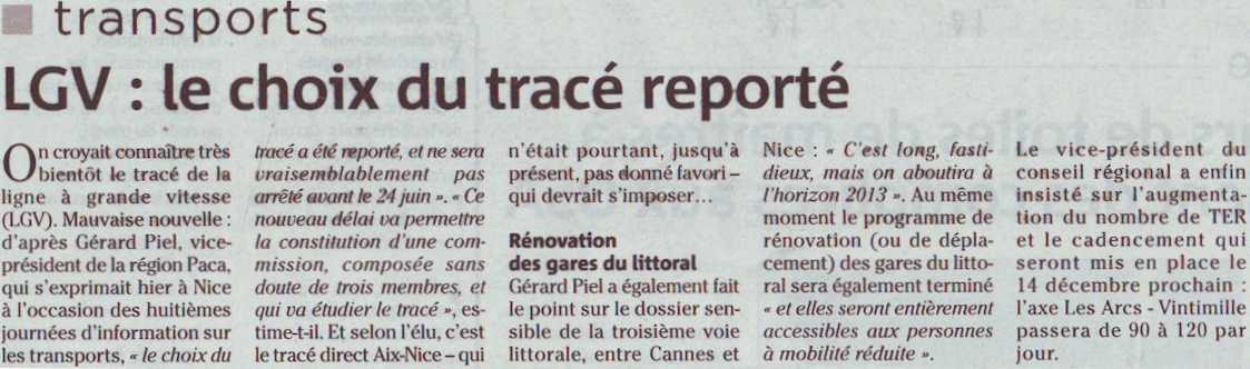 Des nouvelles du trac ...